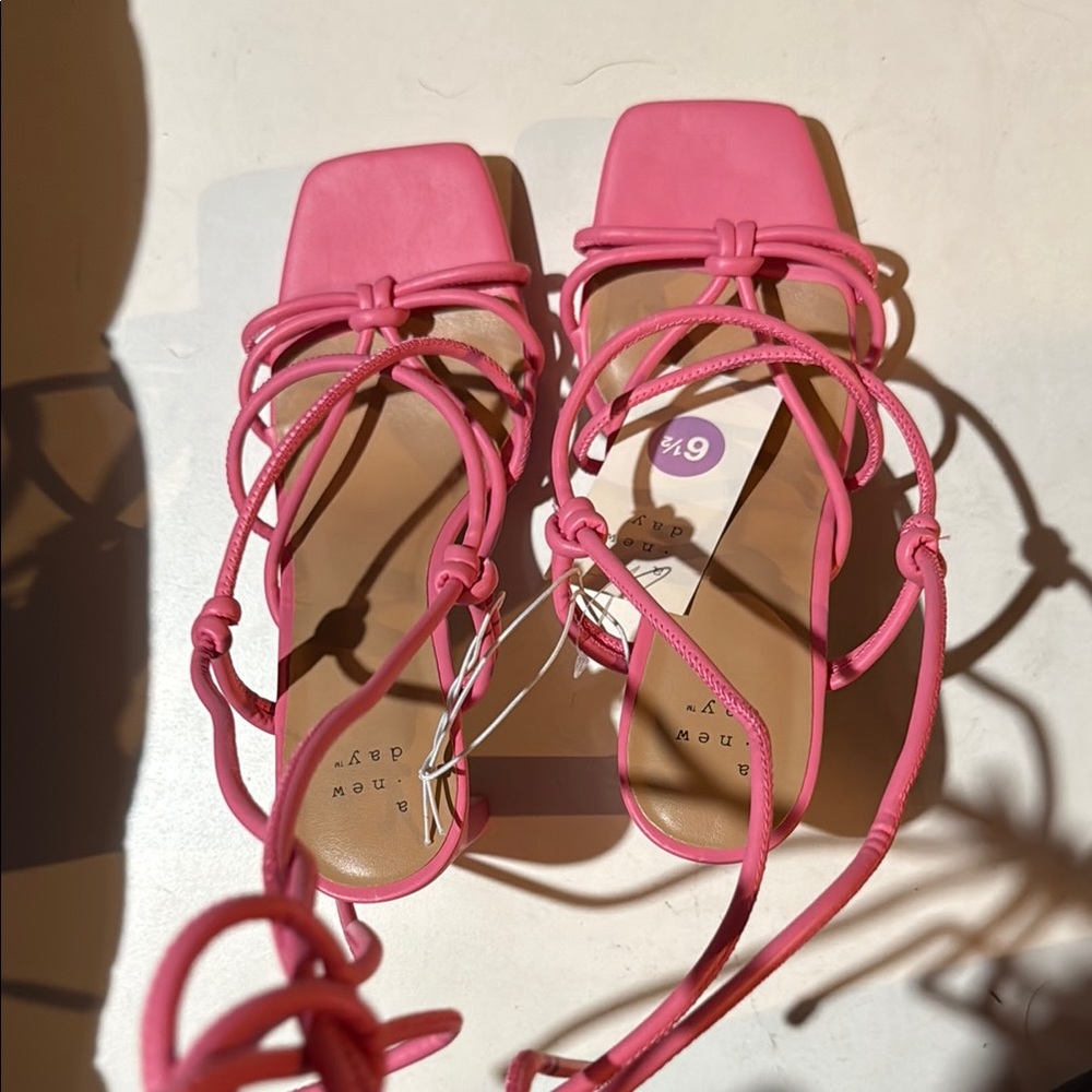 A New Day Pink Lace-Up Sandals